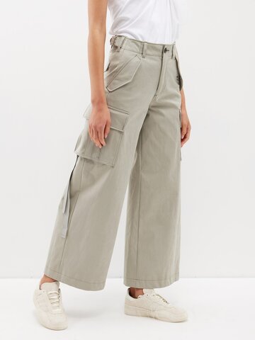 sacai - faux-suede cargo trousers - womens - beige