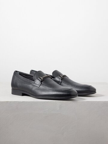tod's - t-bar grained-leather loafers - mens - black