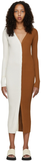 Staud White & Tan Shoko Sweater Dress