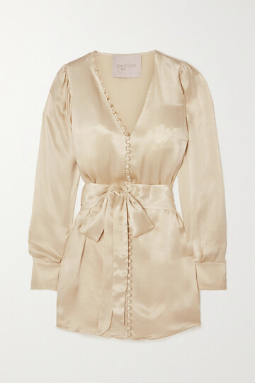 ENVELOPE ENVELOPE1976 - Nice Belted Satin Mini Dress - Cream