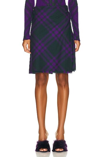 burberry check kilt skirt in purple