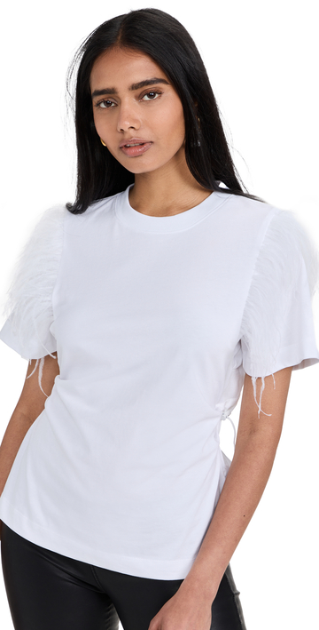 Tanya Taylor Lydia Feather Top in white