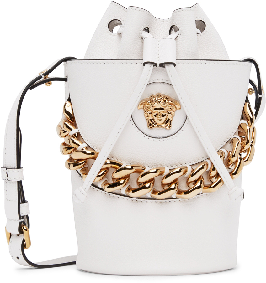 Versace White 'La Medusa' Bucket Bag