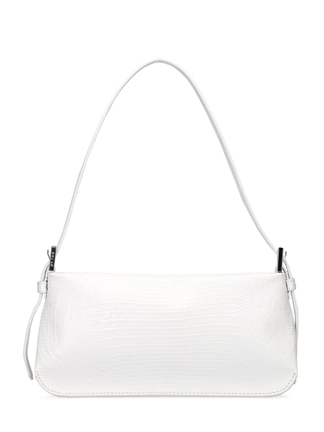 BY FAR Dulce Lizard Embossed Leather Bag in white