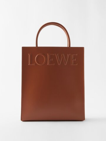 loewe - a4 embossed-logo leather tote bag - womens - tan