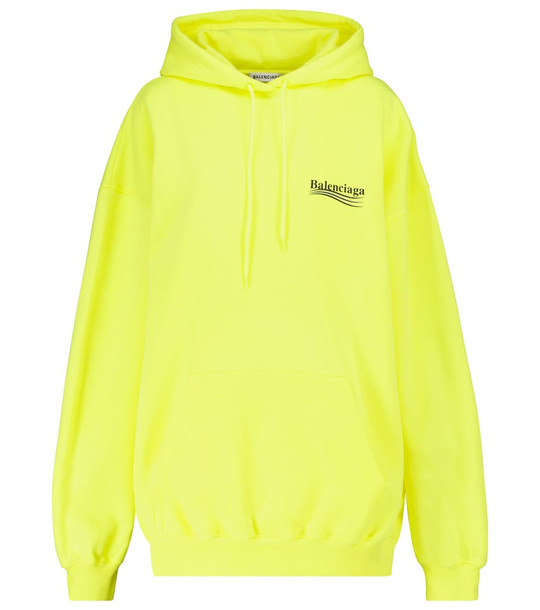 Balenciaga Logo cotton hoodie in yellow