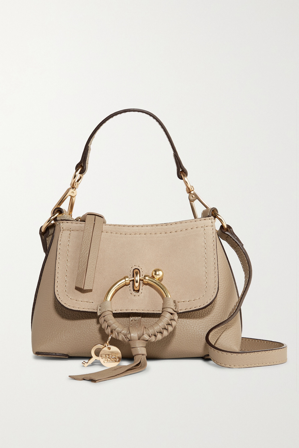See By Chloé See By Chloé - Joan Mini Textured-leather And Suede Shoulder Bag - Gray