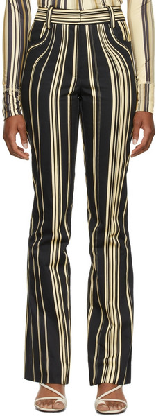 Anne Isabella SSENSE Exclusive Optical Stripe Flared Trousers in black