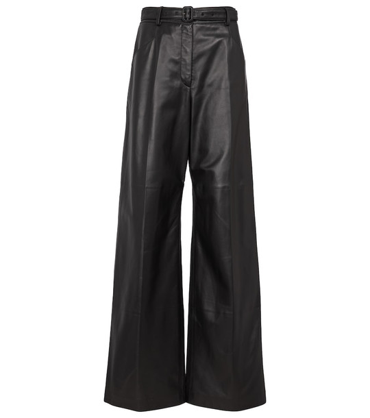 Gabriela Hearst Norman high-rise wide-leg leather pants in black