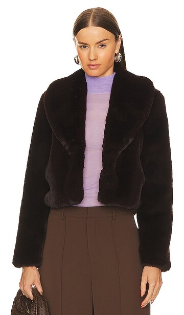 l'agence davy crop faux fur jacket in chocolate