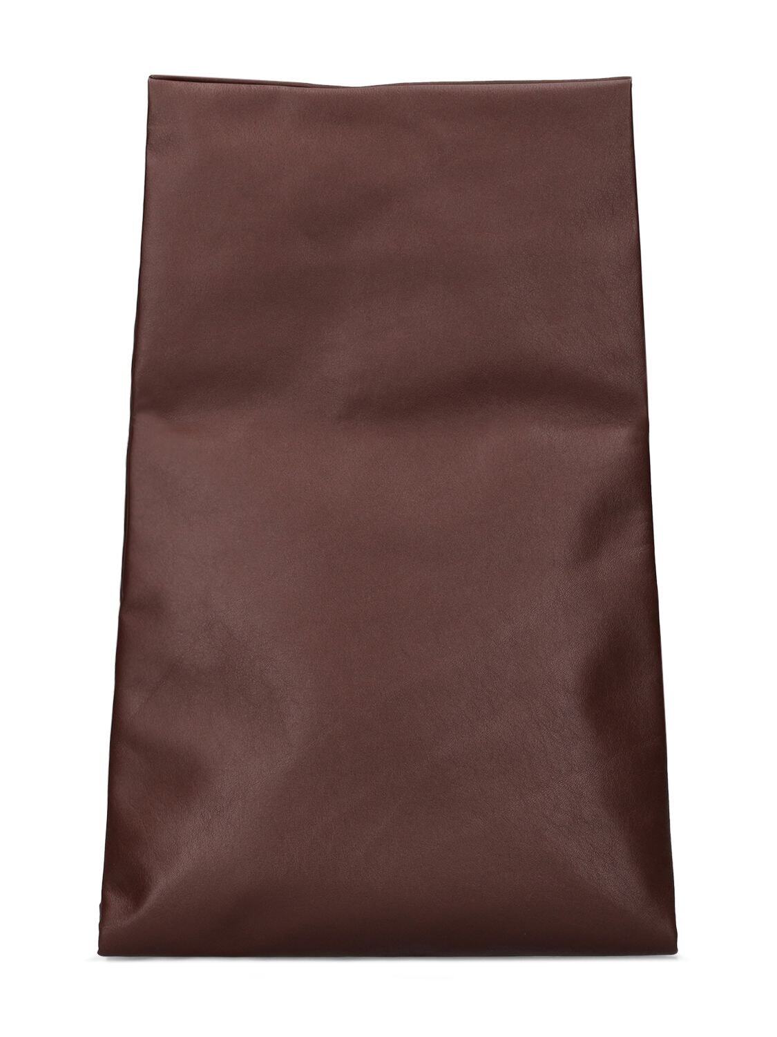 THE ROW Small Leather Glove Bag in chocolate