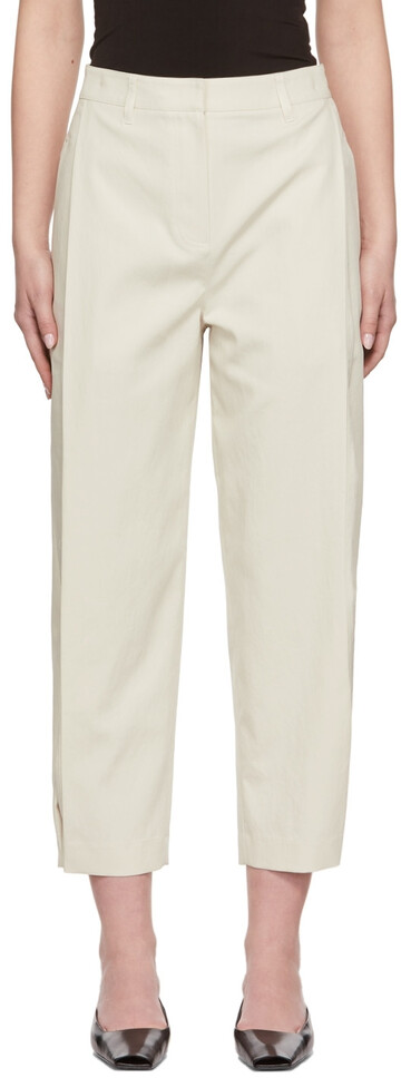 AMOMENTO Off-White Snap Garconne Trousers in ivory