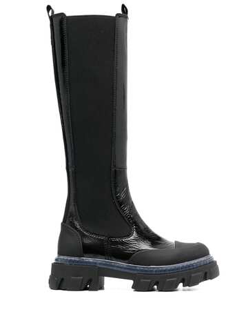 ganni 50mm knee-high leather boots - black
