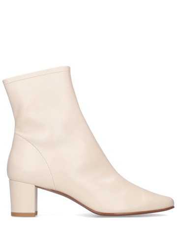 BY FAR 50mm Sofia Leather Ankle Boots in white