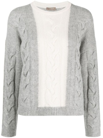 peserico colour-block cable-knit jumper - grey