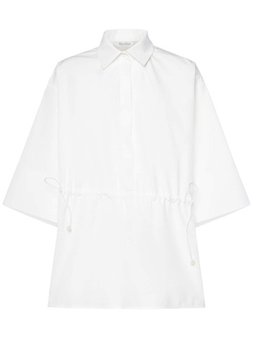 max mara cotton poplin drawstring shirt in white