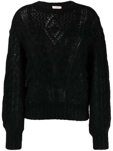 twinset open-knit round-neck jumper - black