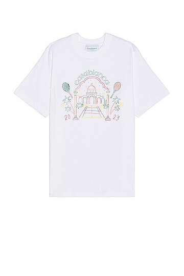casablanca rainbow crayon temple t-shirt in white