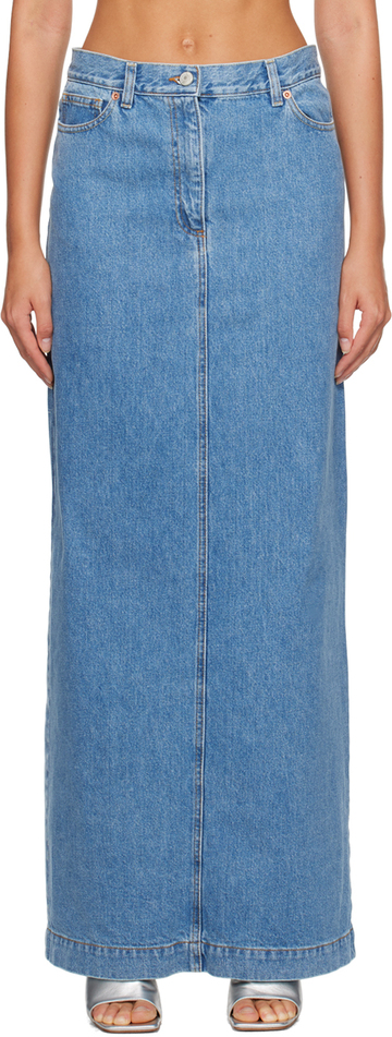 magda butrym blue split denim maxi skirt