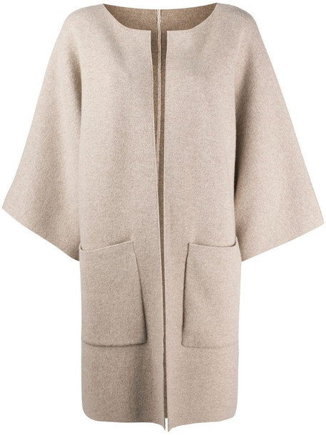 Liska open front cardi-coat in neutrals