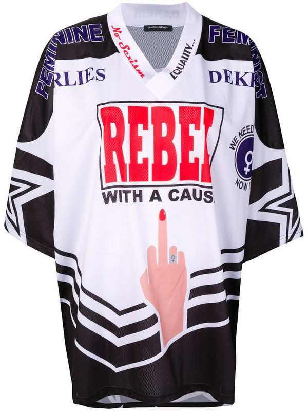 Marlies Dekkers Feminist Rebel American football jersey T-shirt in black