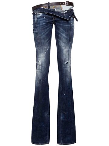dsquared2 low rise stretch denim straight jeans in blue