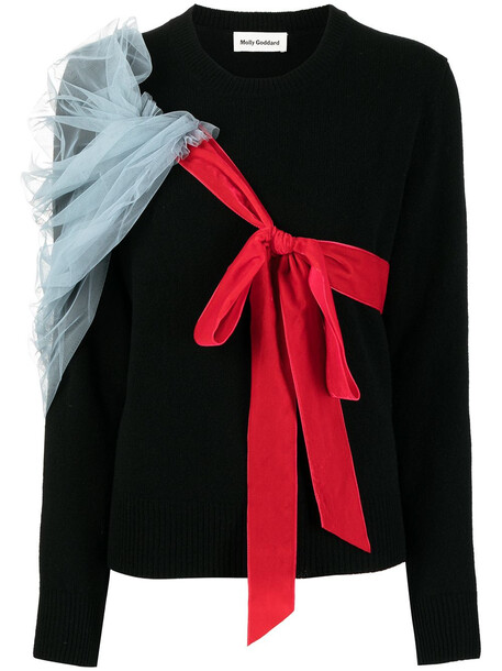 Molly Goddard tulle-overlay knitted jumper - Black