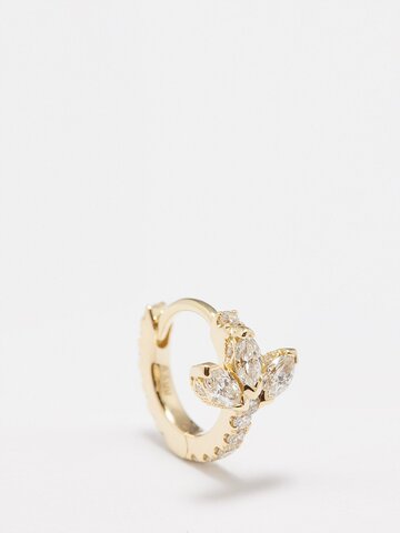 maria tash - lotus diamond & 18kt gold single earring - womens - gold multi