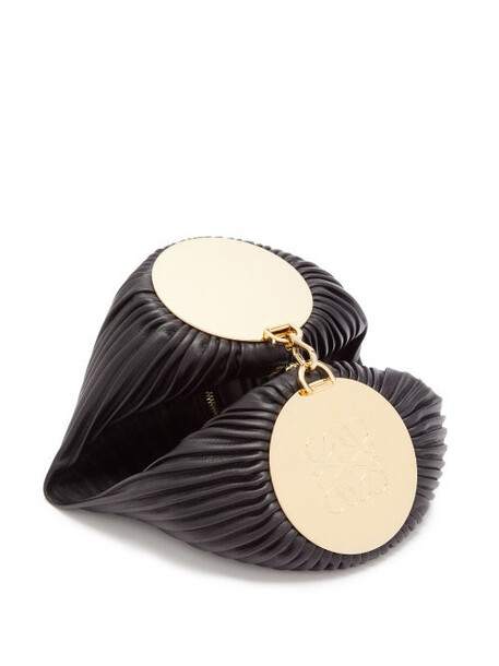 Loewe - Pleated Leather Bracelet Bag - Womens - Black
