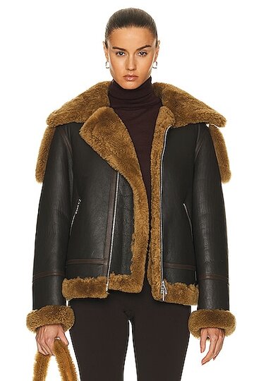 burberry shearling coat in brown