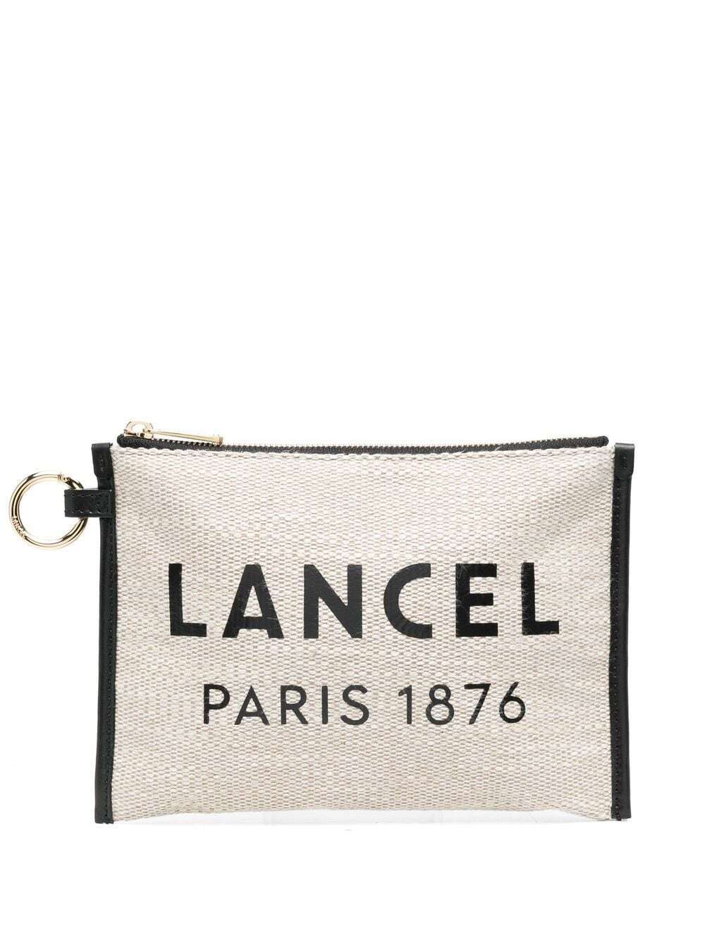 Lancel logo-print clutch bag - Neutrals