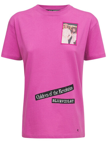 RAF SIMONS Cotton Jersey T-shirt W/ Front Patches in purple / multi