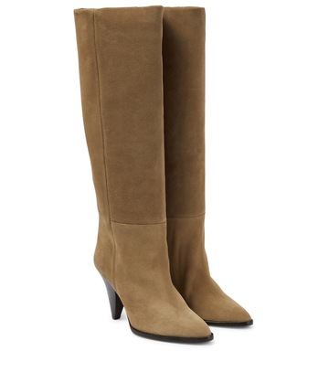 isabel marant ririo suede knee-high boots in brown