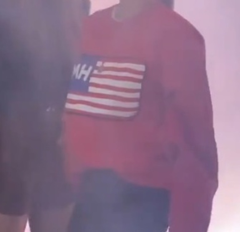 sweater red mh kaitlyn carter american flag