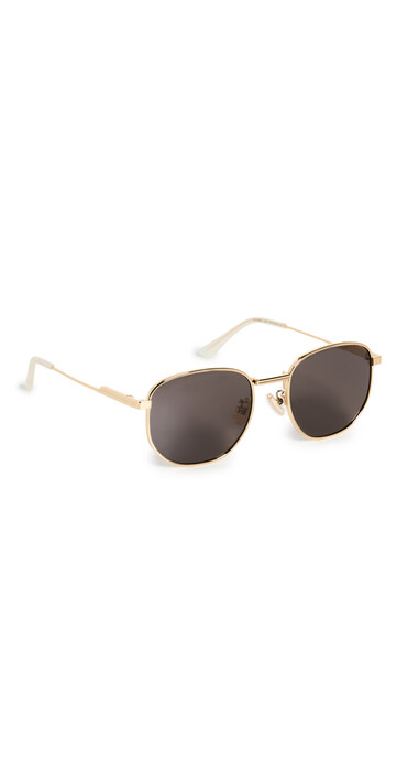 Bottega Veneta Full Metal Round Sunglasses in gold / grey