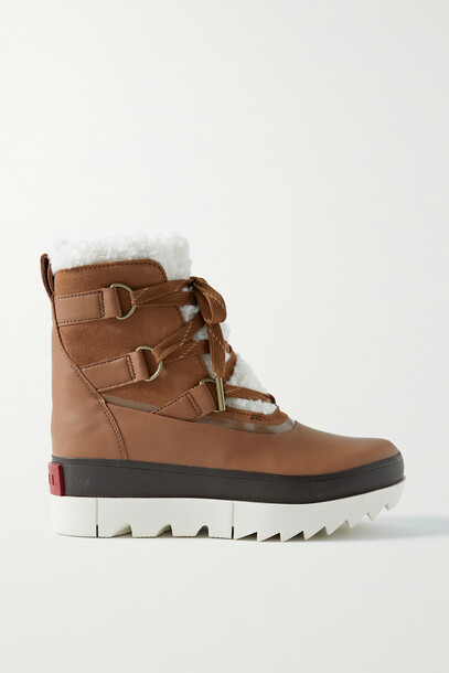 Sorel - Joan Of Arctic Next Shearling-lined Waterproof Leather And Suede Ankle Boots - Brown