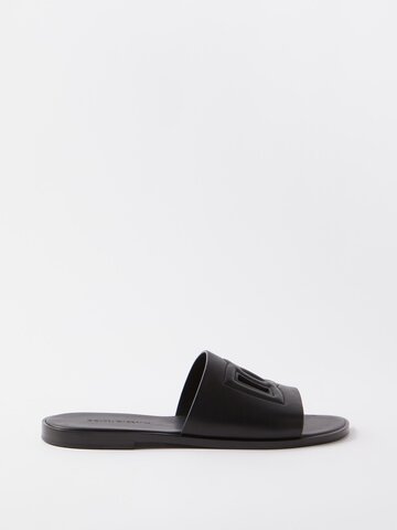 dolce & gabbana - logo-cutout leather sandals - mens - black