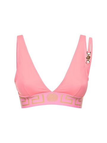 versace greca logo bikini top w/strap in pink