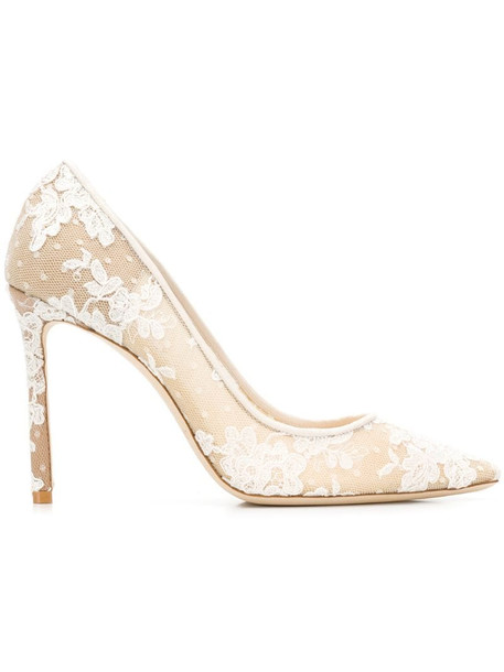 Jimmy Choo Romy 100 lace pumps in white