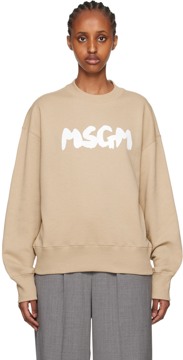 msgm beige printed sweatshirt