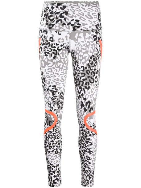 adidas by Stella McCartney stripe-detail leopard-print leggings in grey