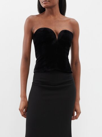 roland mouret - strapless velvet top - womens - black