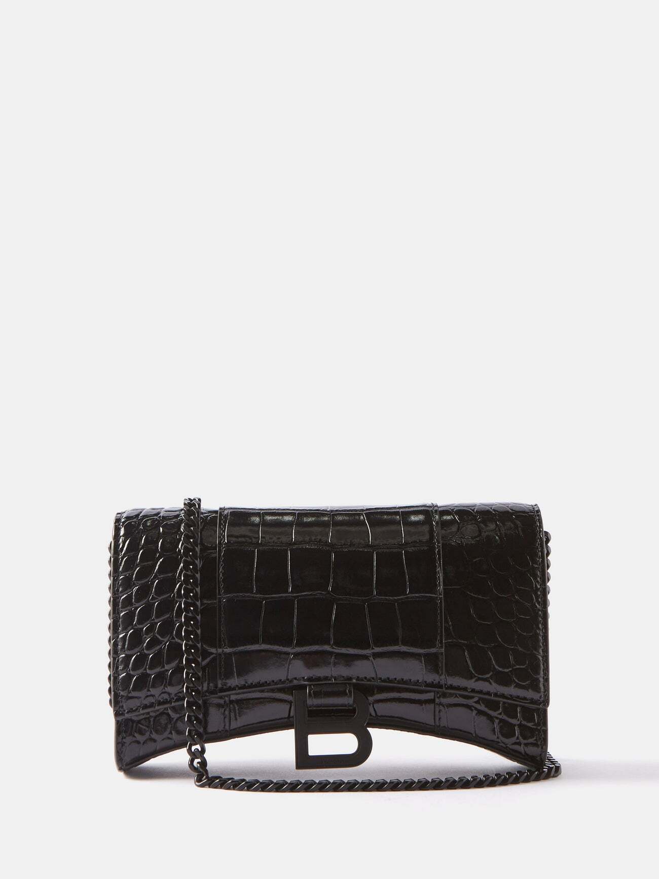Balenciaga - Hourglass Croc-effect Leather Cross-body Bag - Womens - Black