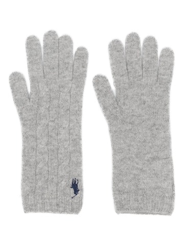 polo ralph lauren polo pony cable-knit gloves - grey