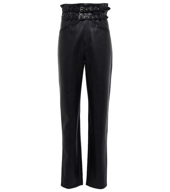 Philosophy di Lorenzo Serafini Faux-leather high-rise straight pants in black