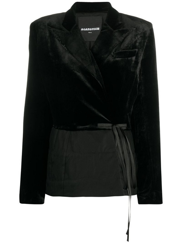 Aganovich velvet wrap blazer in black