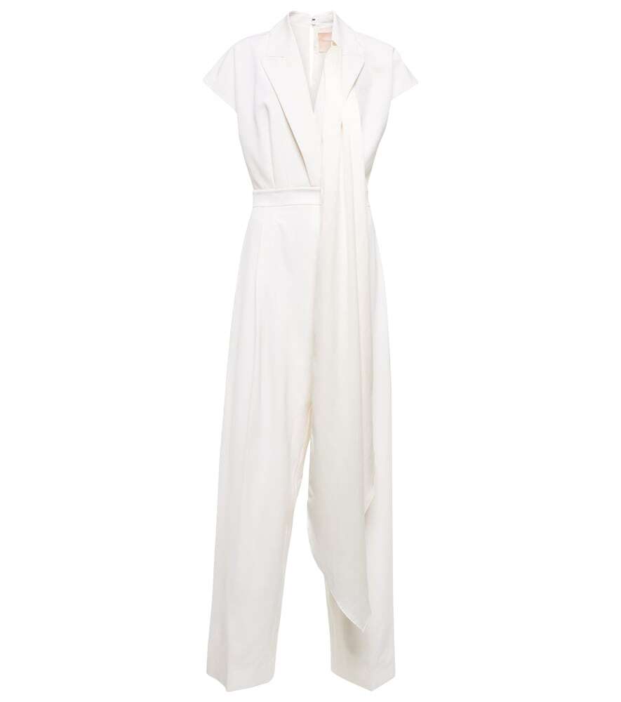 Roksanda Bridal cape-detail wool jumpsuit in white