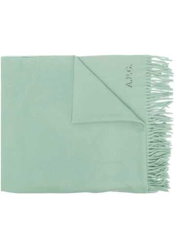 A.P.C. A.P.C. embroidered-logo fringed scarf - Green