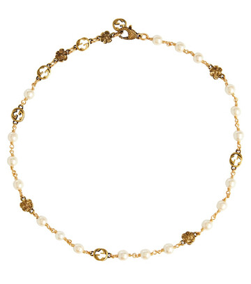 Gucci GG necklace with faux pearls in gold