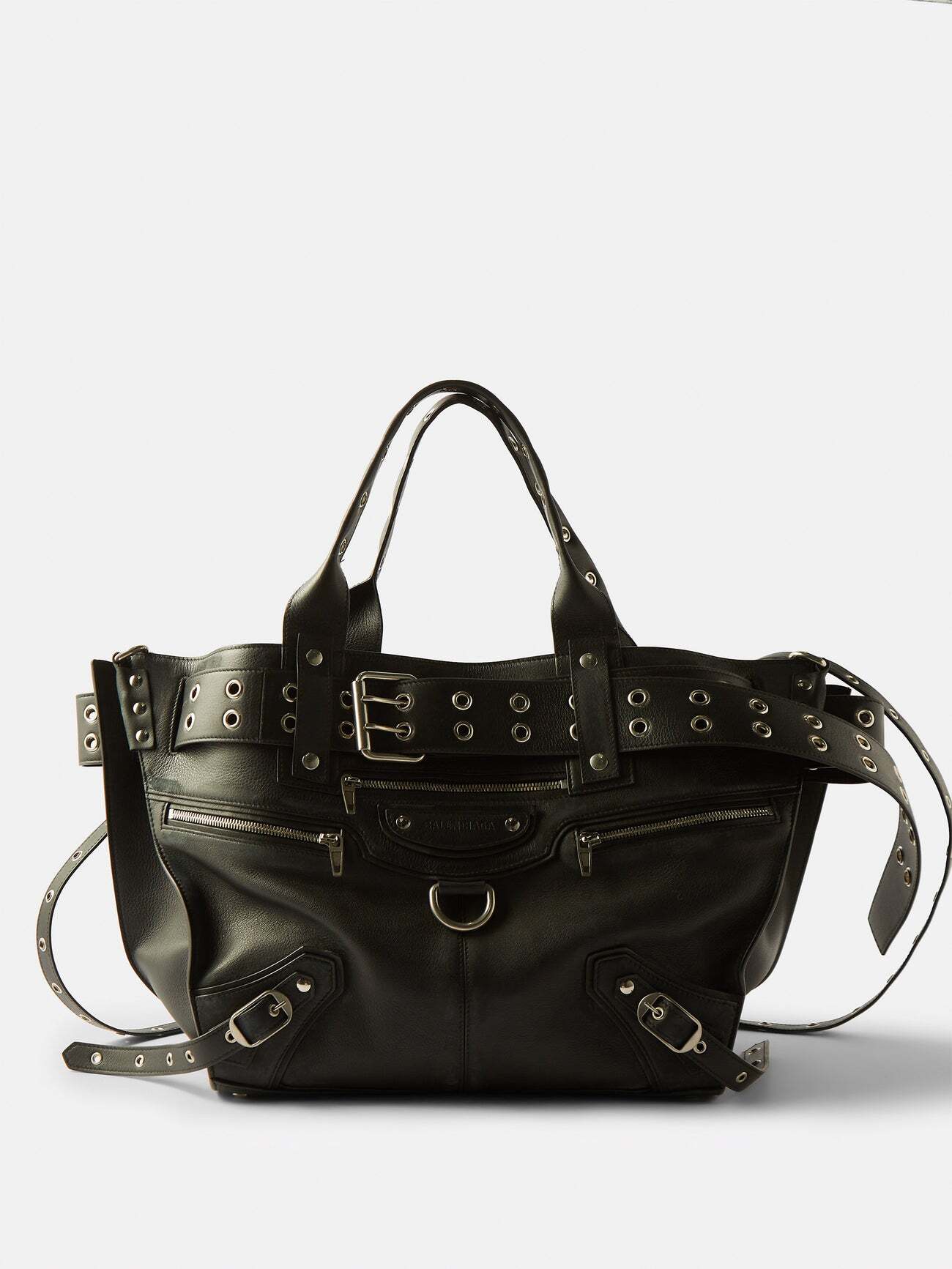Balenciaga - Emo Eyelet-embellished Leather Tote Bag - Womens - Black